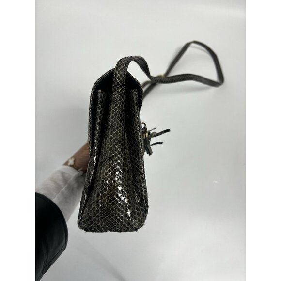 Pantera VINTAGE Grey GENUINE SNAKE SKIN Leather SHOULDER HANDBAG CROSSBODY BAG - Picture 9 of 12